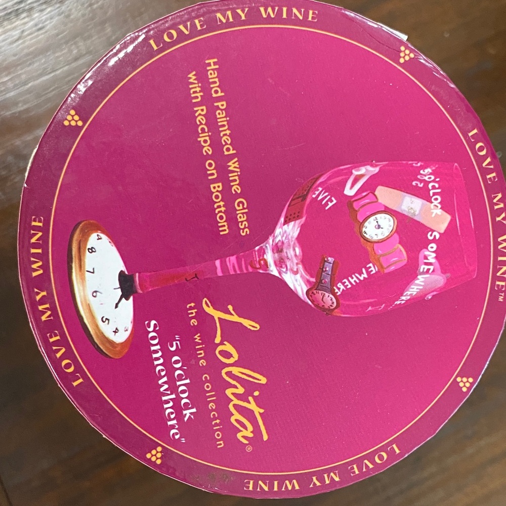 Lolita Pink Wine Glass with Clock Design